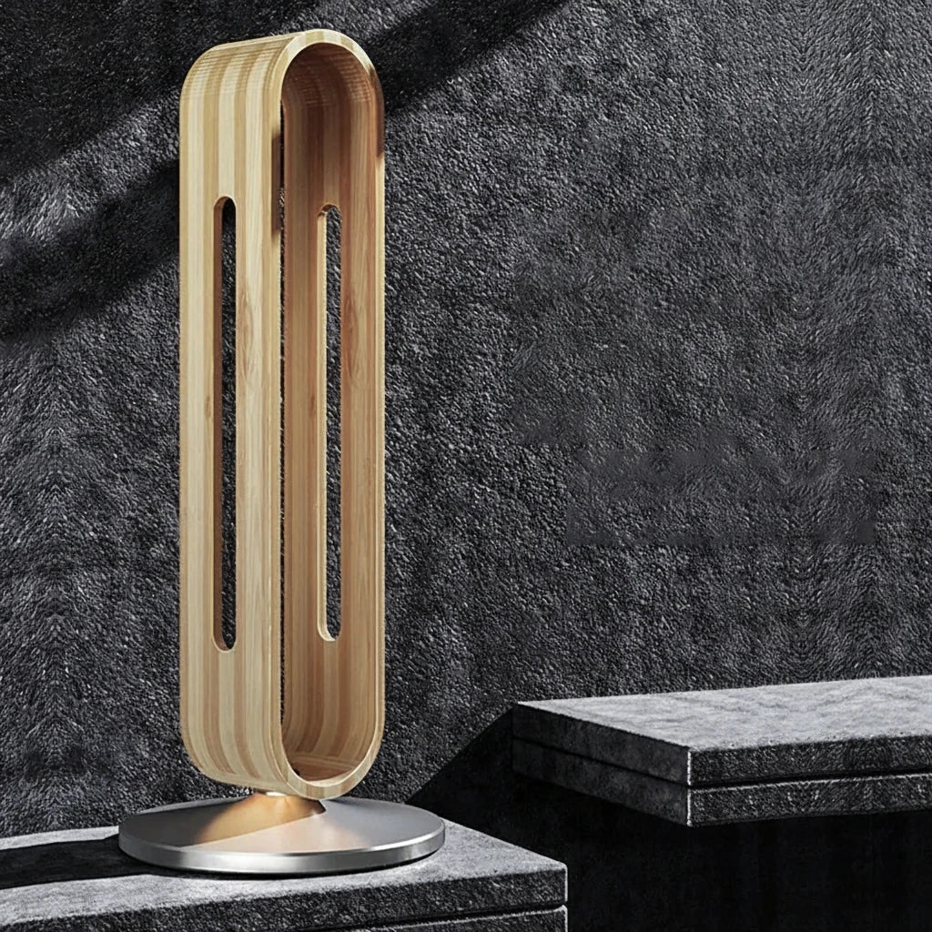 AeroWood Luxe Headphone Hanger product presentation on black rock background 