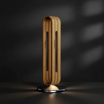 AeroWood Luxe Headphone Hanger product presentation on black background with ambient lights dark wood