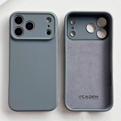 Two phone cases, one plain and one with 'YCAIDEN' branding, on a white background.