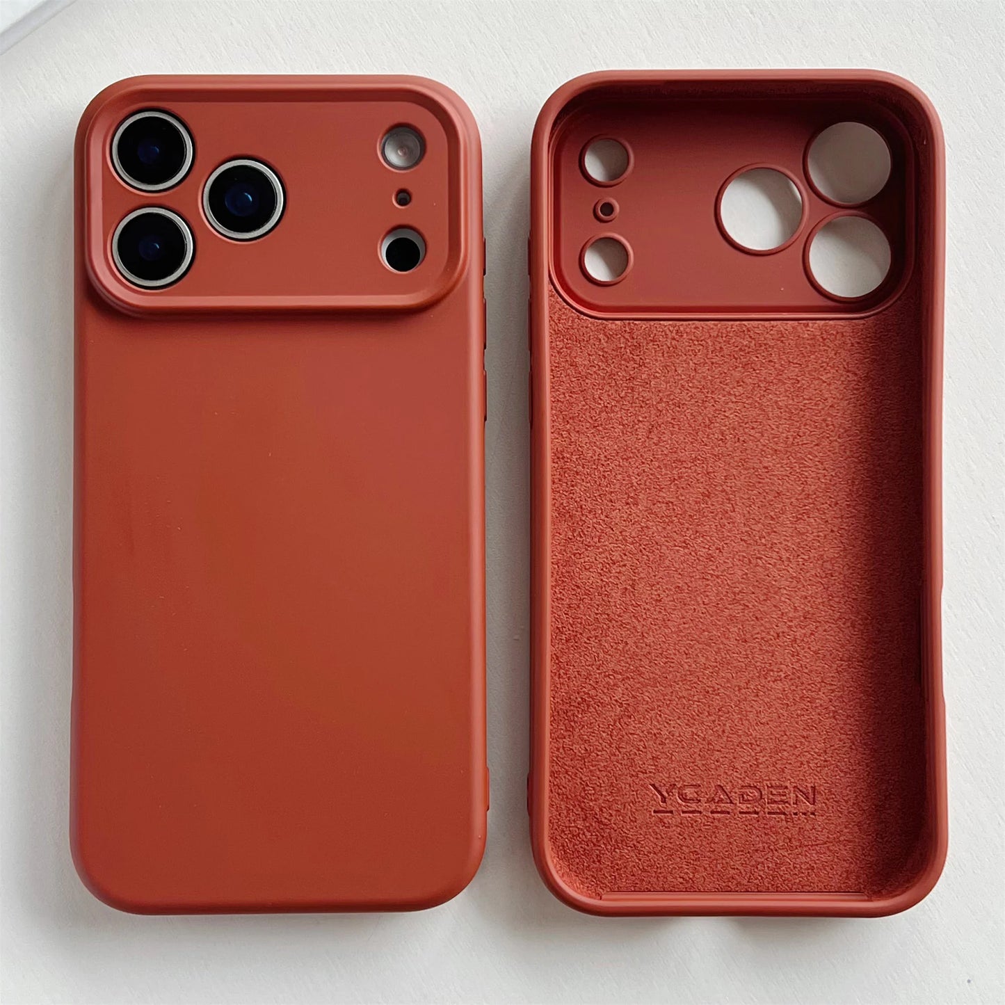 Red phone case with 'YOGEN' branding on a white background