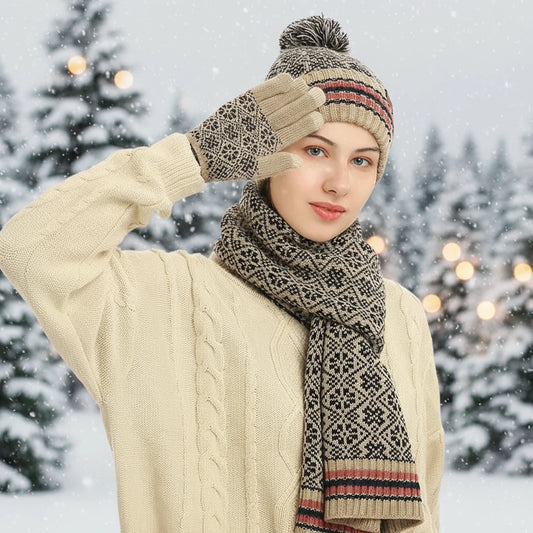 WinterGlow 3-Piece Set™ – Beanie, Gloves & Scarf for Women - Utopia Corner