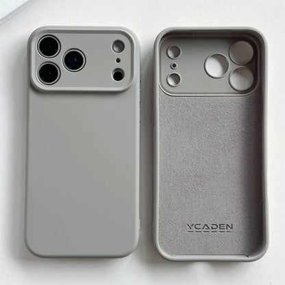 Two phone cases, one plain and one with 'YCAIDEN' branding, on a white background.