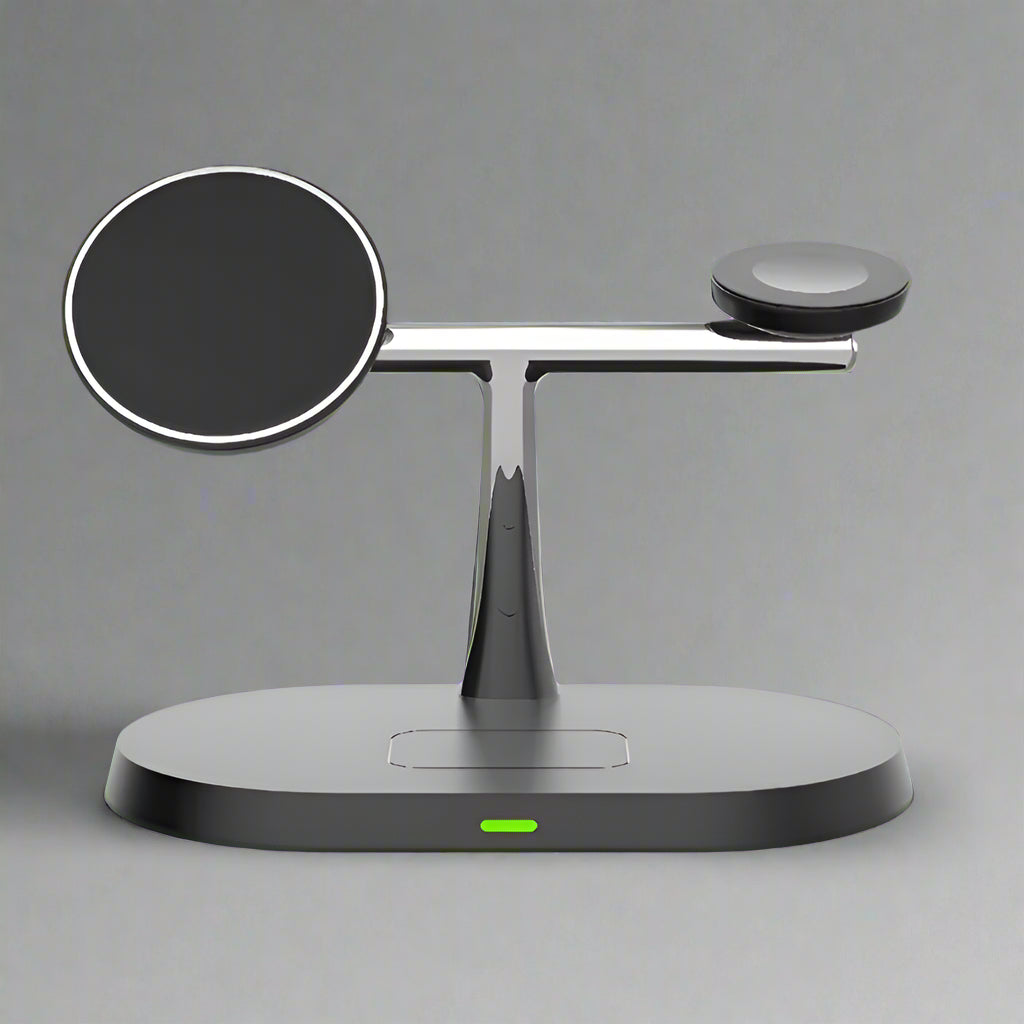 Apple charging station with sleek modern design organizing multiple Apple devices on desk
