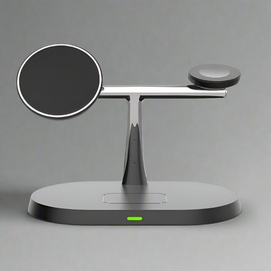 Apple charging station with sleek modern design organizing multiple Apple devices on desk
