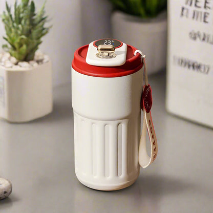 Red Thermos 40oz stainless steel bottle with ergonomic handle and matte finish for hot and cold drinks