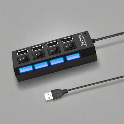 Compact USB port extension with multiple ports for convenient charging at Utopia Corner